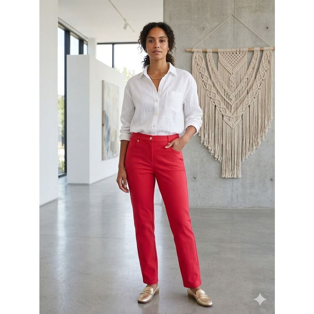 St. John St.John Bright Red Pants Premium Luxury Collection Size 10